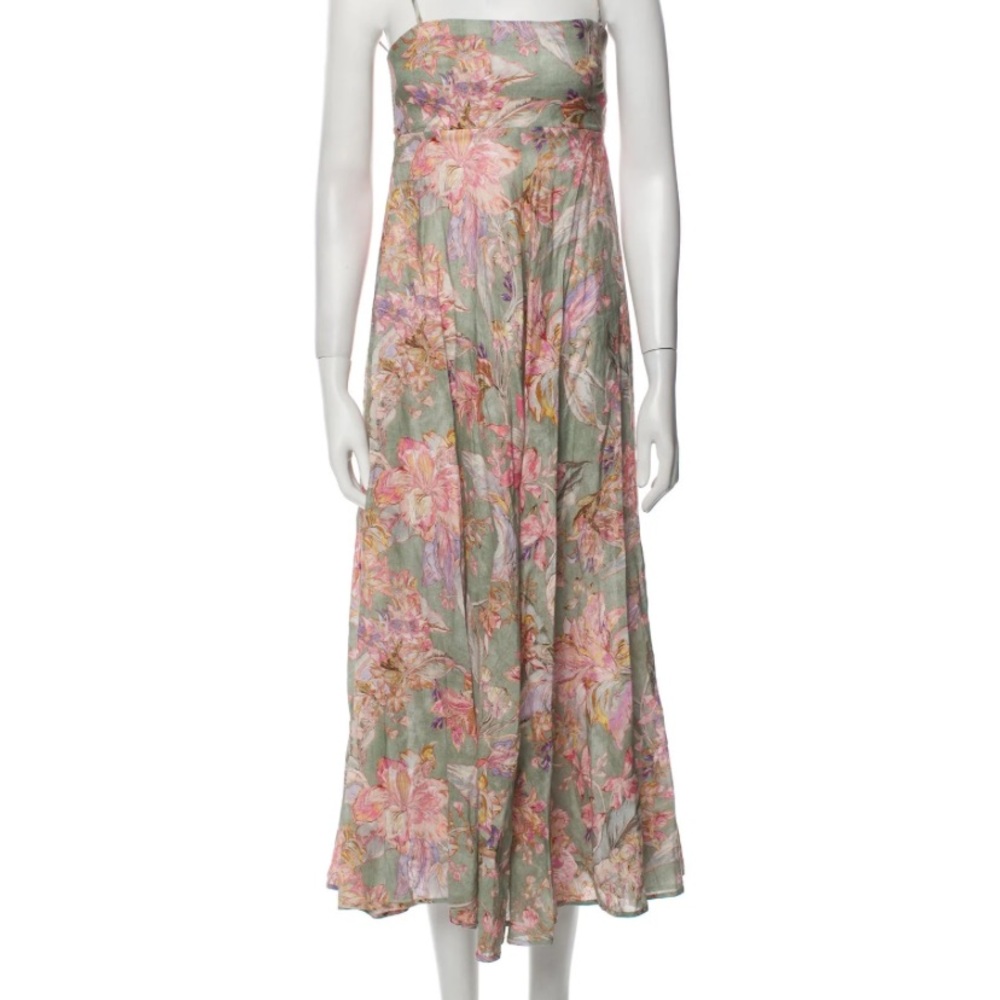 Zimmermann Cira Green Floral linen dress